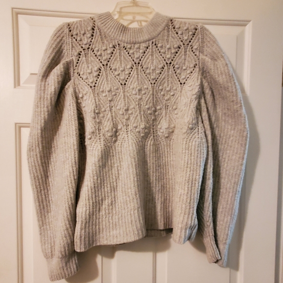 A New Day Puff Sleeve Crewneck Gray Pullover Sweater NWT - Picture 4 of 4